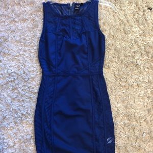 Royal blue bodycon mesh mini dress
